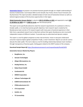 Automotive Sensors Market