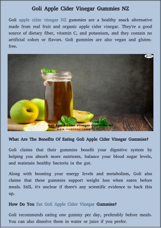 benefit of eating goli apple cider vinegar gummies