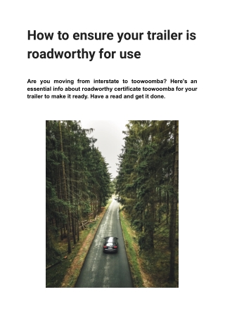 How to ensure your trailer is roadworthy for use