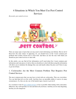 4 Situations in Which You Must Use Pest Control Services