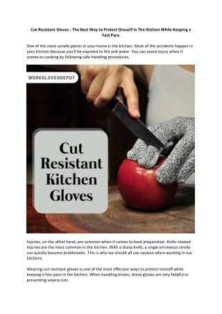 Cut-Resistant Gloves - The Best Way to Protect Oneself in The Kitchen While Keeping a Fast Pace