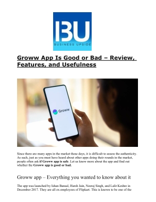 Groww App Is Good or Bad – Review, Features, and Usefulness