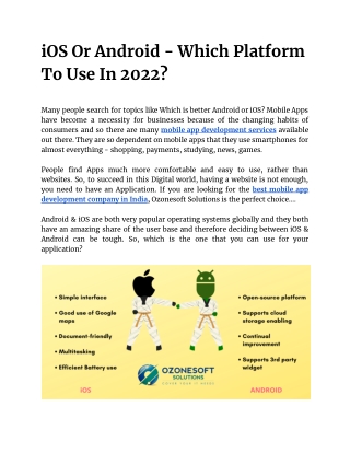 iOS Or Android - Which Platform To Use In 2022