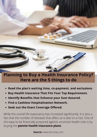 Planning to Buy a Health Insurance Policy. Here are the 5 things to do.