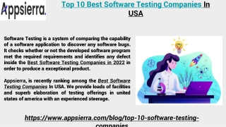 Top 10 Best Software Testing Companies In USA