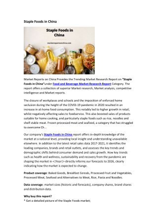 Staple Foods in China