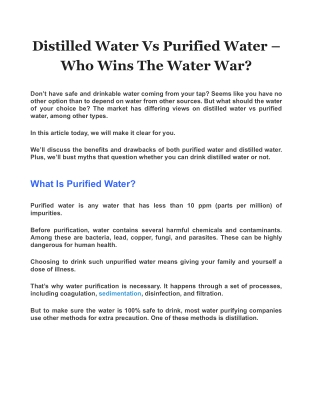 Distilled Water Vs Purified Water – Who Wins The Water War?