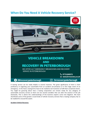 When Do You Need A Vehicle Recovery Service