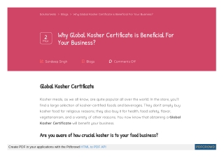 Why Global Kosher Certificate is Beneficial For Your Business