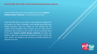 Food Tok With Sherin With The Best Popular Healthy Recipes Collection