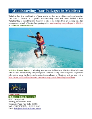 Wakeboarding Tour Packages in Maldives