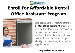 Enroll For Affordable Dental Office Assistant Program