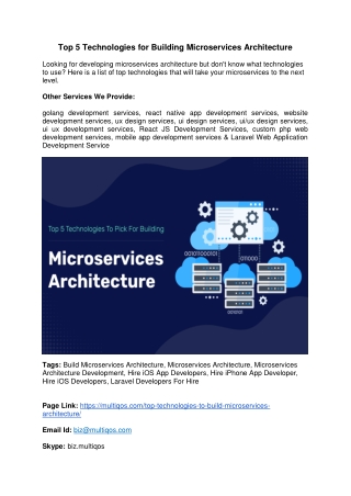 Top 5 Technologies for Building Microservices Architecture
