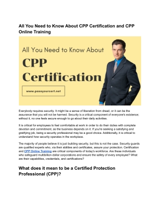 All You Need to Know About CPP Certification and CPP Online Training