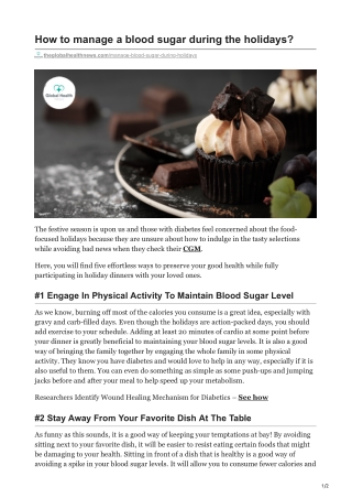 How to manage a blood sugar during the holidays?