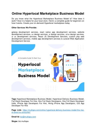 Online Hyperlocal Marketplace Business Model