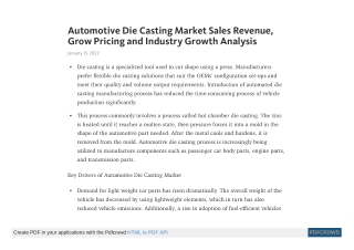 Automotive Die Casting Market | Global Industry Report, 2031