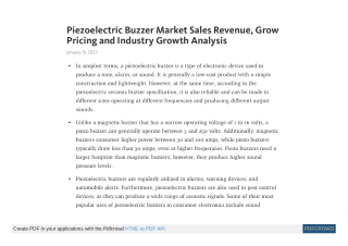 Piezoelectric Buzzer Market Demand and Research Insights by 2031