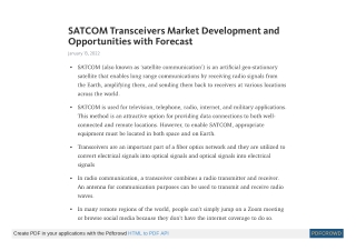SATCOM Transceivers Market - Current Trends and Forecast by 2031