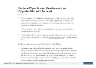 Perfume Wipes Market - Global Industry Analysis, Share by 2031