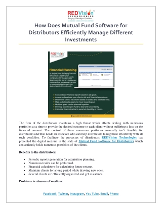 How Does Mutual Fund Software for Distributors Efficiently Manage Different Investments