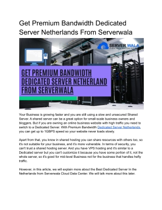 Get Premium Bandwidth Dedicated Server in Netherland From Serverwala (2)