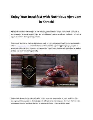Enjoy Your Breakfast with Nutritious Ajwa Jam in Karachi