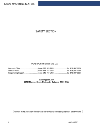 Fadal CNC Safety Section Manual