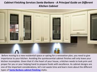 Cabinet Finishing Services Santa Barbara - A Principal Guide on Different Kitchen Cabinet