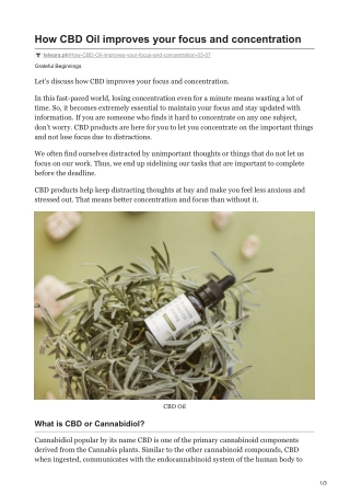 How CBD Oil improves your focus and concentration