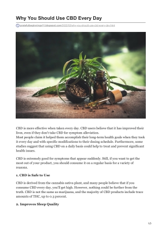 Why You Should Use CBD Every Day