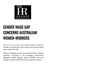 The Gender Wage Gap Affects Australian Women Workers