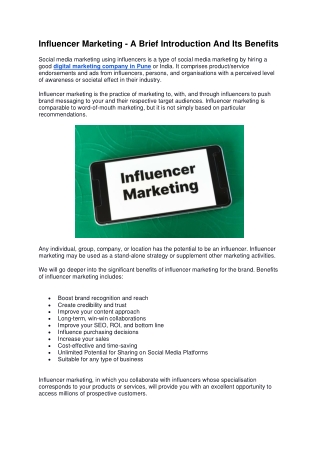 Influencer Marketing - A Brief Introduction And Its Benefits