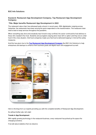 Major benefits Restaurant App Development in 2022