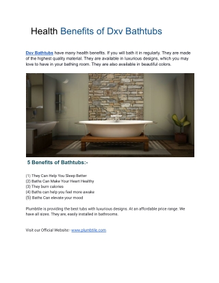 Heath Benefits of Dxv Bathtubs