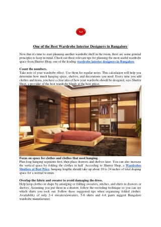 One of the Best Wardrobe Interior Designers in Bangalore
