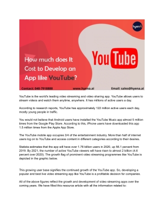 Youtube app development cost