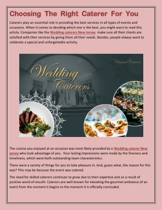 Choosing  The  Right  Caterer  For  You