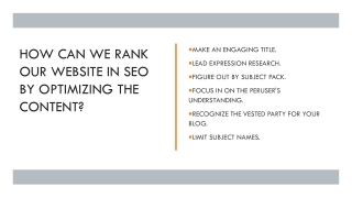 HOW CAN WE RANK OUR WEBSITE IN SEO BY OPTIMIZING THE CONTENT