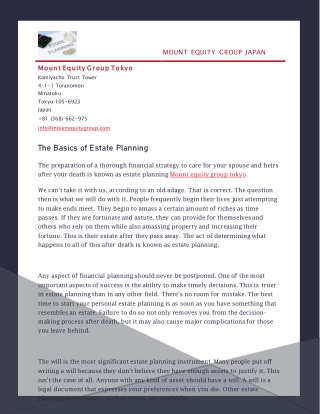 The Basics of Estate Planning