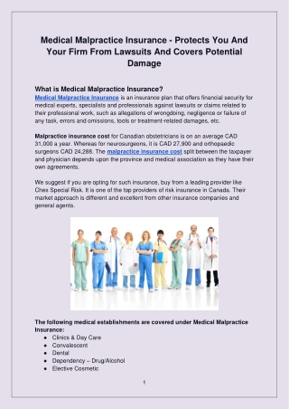 Buy Medical Malpractice Insurance for Doctors in Canada