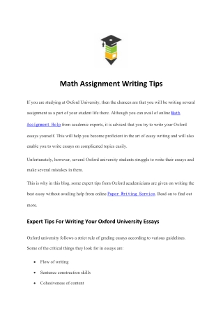Math Assignment Writing Tips
