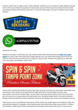 Situs Slot Online Tanpa Potongan Via Mandiri