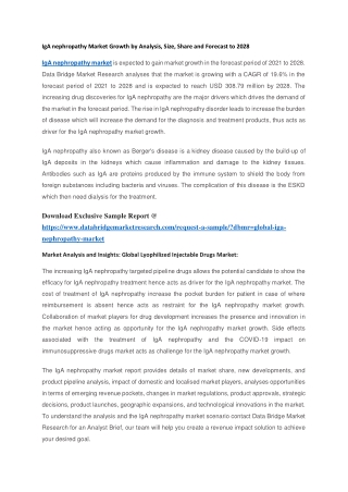 IgA nephropathy Market Growth by Analysis, Size, Share and Forecast to 2028