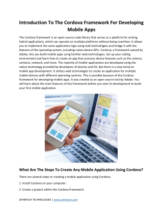 Introduction To The Cordova Framework For Developing Mobile Apps