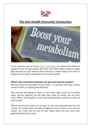 Dr2bThin - The Gut-Health Immunity Connection