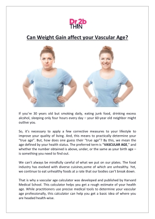 Dr2bThin - Can Weight Gain affect your Vascular Age