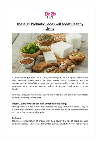 Dr2bThin - These 11 Probiotic Foods will boost Healthy Living