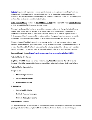 Prebiotic Market Size, Share, Trends, Opportunities, Growth | Insight and Trends