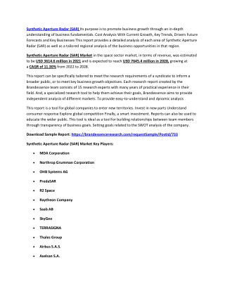 Synthetic Aperture Radar (SAR) Market Size, Share, Trends | Industry Growth and